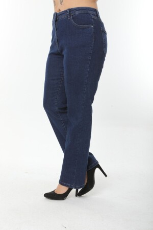 Schlauchbein-Bequeme-Fit-Lycra-Damenjeans in Marineblau in Übergröße - Era Lisa