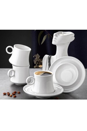 Schlichtes Teetassen-Set aus Porzellan für 6 Personen PNK7452 - Pinkev