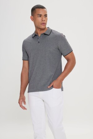 Schmal geschnittenes, schrumpffestes Baumwollstoff-T-Shirt mit Polokragen für Herren - Ac&Co / Altınyıldız Classics