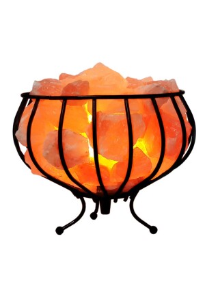 Schmiedeeiserner Korb Himalaya-Salzlampe Original Himalaya-Steinsalzlampe 4. 5-5 kg - Sulsalt