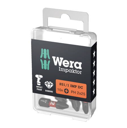 Schraubendreherbit WERA 851/1 IMP DC PH2x25, 10 Stück. - Wera