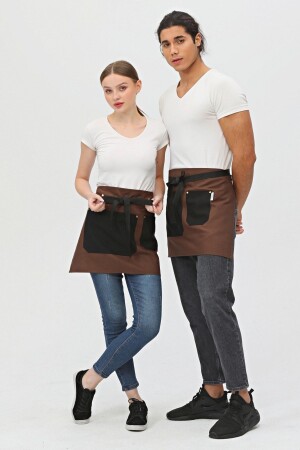 Schürze für Café, Barista, Friseur, Barkeeper, Florist, Küchenschürze, schmutzabweisend, halbkurze Schürze, 3 Taschen kurz - Monki Haus