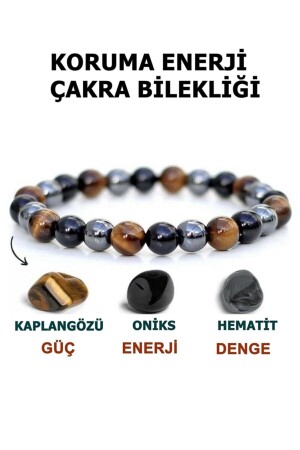 Schutz Energie Power Balance Chakra Armband Tigerauge-Onyx-Hämatit-Kombination - Jack Ferrero