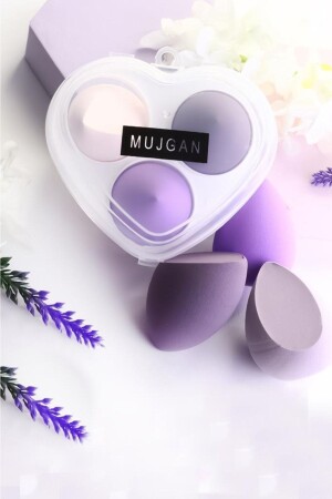 Schwamm Lila mit Herz 3-teiliger Ständer - Mujgan