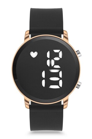 Schwarz-goldene LED-Armbanduhr mit Silikonarmband für Damen und Herren, Armbanduhr ÇENÇEN0200009 - ÇENÇEN