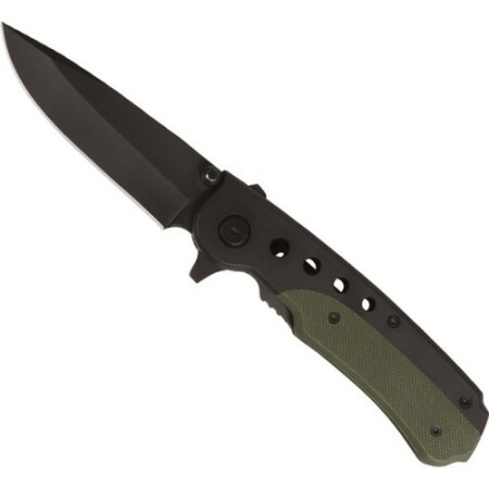 SCHWARZ/OLIDfarbenes Einhandmesser mit Clip - MIL-TEC