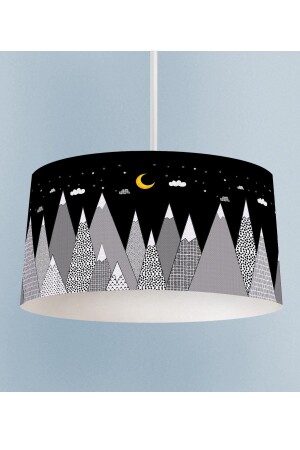 Schwarz-weißer Kinderzimmer-Hängeleuchter mit Bergmuster TLAV-231 - Talia Home
