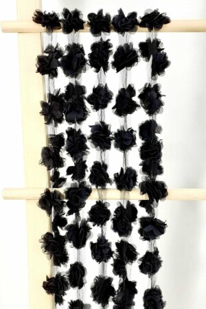 Schwarze 1 m Rose, lasergeschnittene Blume, 12–13 Stück, Organza, Tüllrand, Ornament, Textildesign, Stoff, künstliches Ornament - Aker Hediyelik