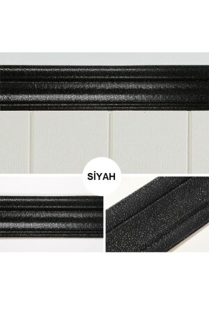 Schwarze 117 cm flexible Wandleiste, dekorative selbstklebende Rahmenleiste - Renkli Duvarlar