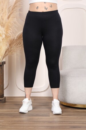 SCHWARZE, ELASTISCHE CAPRI-STRUMPFHOSE FÜR DAMEN - Hülya Butik