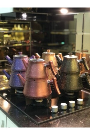 Schwarze Granit-Teekanne mit Bakelit-Griff GRNT101 - ELİT DÜNYAM