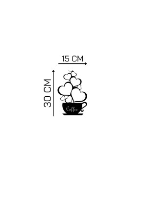Schwarze hölzerne Kaffeetasse-Herz-Wanddekoration – 30 x 15 cm großes Gemälde für Kitchen Concept Café Coffee Corner - 8