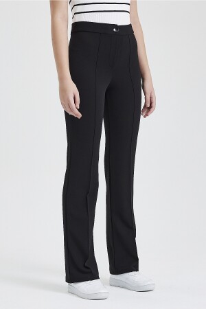 Schwarze Palazzo-Hose mit hohem Bund und schmaler Passform und ausgestelltem Bein für Damen - Macharelbasic