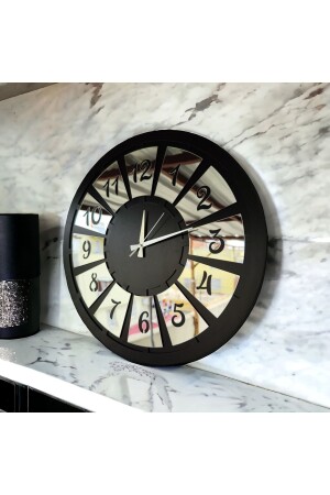 Schwarze, silberfarbene, nummerierte Geschenk-Wanduhr aus Holz, dekorativ, mit verschiedenen Mustern, für Zuhause, Geschenk, 50 cm - Aa Shop
