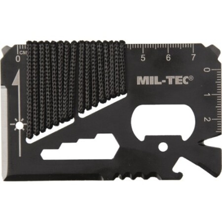 Schwarze Überlebenswerkzeugkarte aus Paracord mit Hülle - MIL-TEC