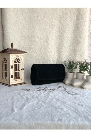Schwarze Wildleder-Abendkleid-Portfolio-Clutch - Bibags