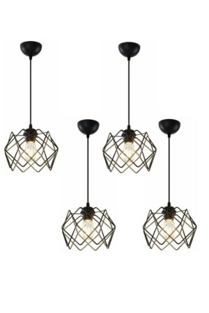 Schwarzer 4-teiliger Trend-Kronleuchter, 4 Stück, viele Quadrate ohne Glas - Trend Kitchen