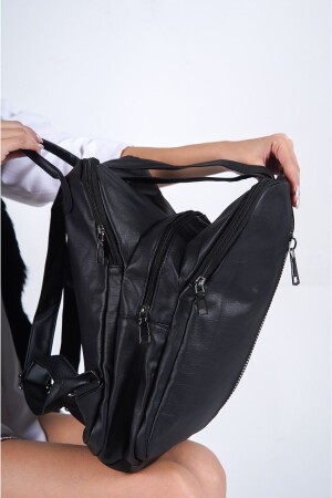 Schwarzer Damenrucksack aus weichem, gewaschenem Leder - Solo Bag