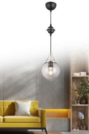 Schwarzer einzelner, geräucherter Kugelglas-Chrom-Luxus-Modern-Kronleuchter AK0007 - Kraliçe
