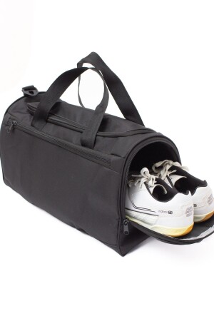 Schwarzer, großer Unisex-Koffer mit Vordertasche und Schuhfach, Reise-, Fitnessstudio-, Fitness-Handtasche und Sporttasche - Kaff