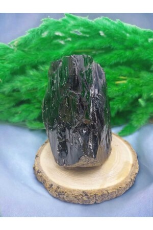 SCHWARZER OBSIDIAN-NATURSTEIN MIT STÄNDER (ZERTIFIZIERT) - Doğal Taş Cenneti