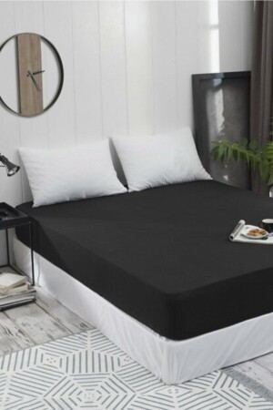 Schwarzes elastisches Bettlaken aus 100 % gekämmter Baumwolle, 120 x 200 (mittlere Größe), TK511 - Mobaş