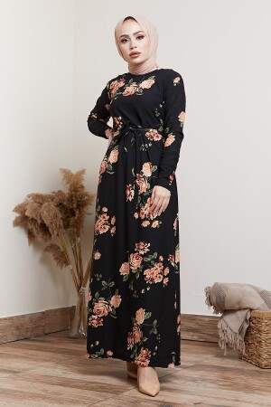 Schwarzes Hijab-Kleid mit Blumenmuster für Damen ZARA3000 - MODAEFA