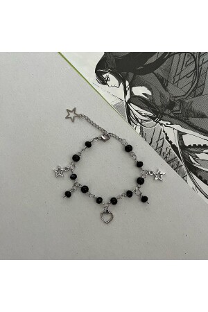Schwarzes Perlen-, Herz- und Stern-Fairycore-Armband - Capella
