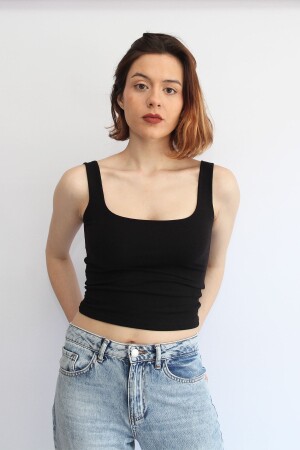 Schwarzes Träger-Crop-Top für Damen - Rosse Butik