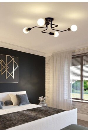 Scorpion Octopus Arm Schwarz Farbe Wohnzimmer – Küche – Schlafzimmer 4-teiliger Kronleuchter blackscorpio - Fer Avize