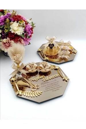 Scratch Promise Ring Tray and Groom's Coffee Set ZMN0214 - AŞİR