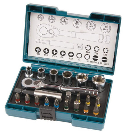 Screwdriver bit set with ratchet handle MAKITA, 21 pieces - Makita Accessories