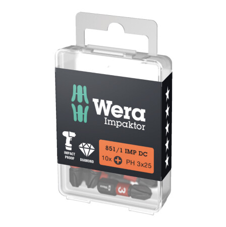 Screwdriver bit WERA 851/1 IMP DC PH3 25mm, 10pcs. - Wera