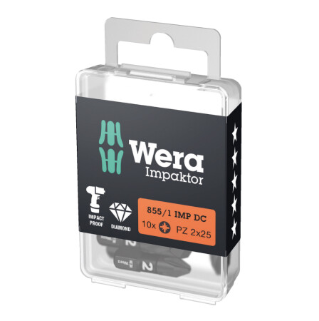 Screwdriver bit WERA 855/1 IMP DC PZ2 25mm, 10pcs. - Wera
