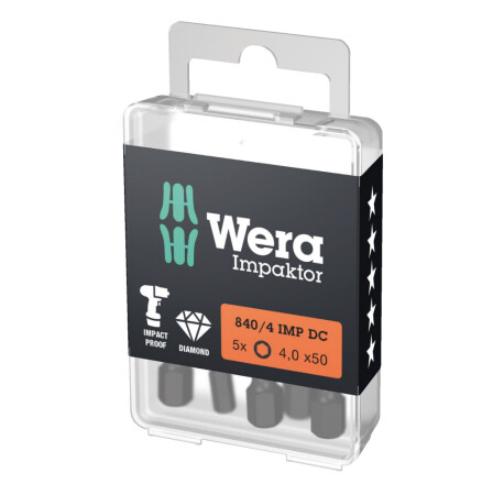 Screwdriver bits WERA 840/4 IMP DC SW4 50mm, 5pcs. - Wera