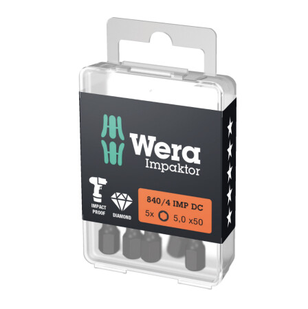 Screwdriver bits WERA 840/4 IMP DC SW5 50mm, 5pcs. - Wera