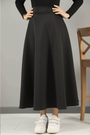 Scuba Fabric Hijab Flared Skirt Black clochetek22 - CNG MODA