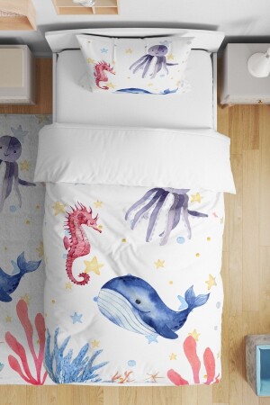 Sea Animals Patterned Single Baby Kids Bedding Set evnev00032 - Evpanya
