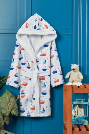 Sea Ship Digital Printed Children's Bathrobe - Vevienhome