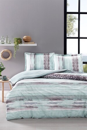 - Seam Green Double Cotton Duvet Cover Set CM3417 - Özdilek