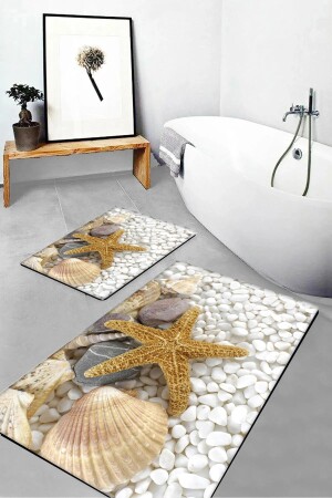 Seashell Starfish Digital Printed Bath Mat Set - Liva Home