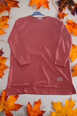 Seasonal Crew Neck 2 Thread Hijab Above Knee Slit Hijab Tunic/Sweatshirt - Çeçen Home