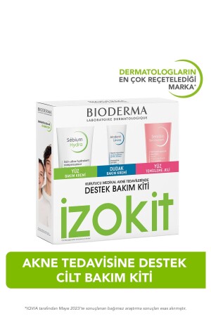 Sebium Izokit Drying Acne Treatment Support Skin Care Kit (Reinigungsgel-Pflegecreme-Lippenbalsam) - Bioderma