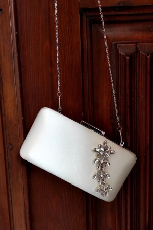 Sedef Satin Stone Evening Dress Portfolio Box Bag - La Calzature