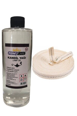 Şeffaf Kandil Yağı Kokusuz Dumansız Iç Mekan Gaz Lambası Yakıtı 400 Ml - 2 Metre Fitil 00250 - POINT CARE