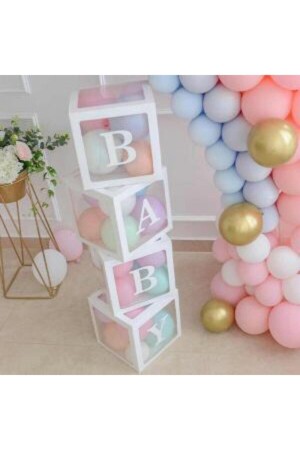 Şeffaf Kutu Baby Yazılı Harf Beyaz 25 cm - Bidolumutluluk