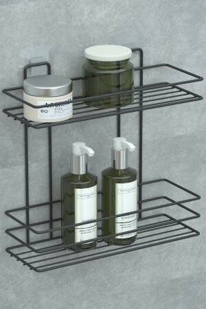 Selbstklebendes 2-stufiges Badezimmerregal, Dusch- und Shampoo-Halter, Wand-Organizer - Zabata