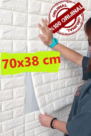 Self Adhesive 3d Wallpaper Panel 70x38 Cm White - Renkli Duvarlar