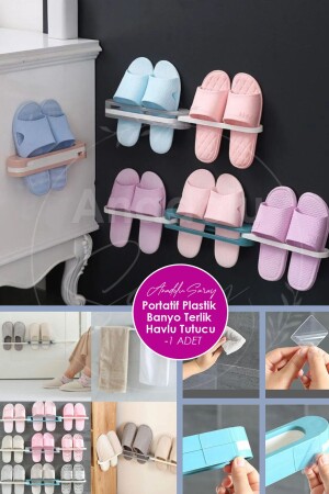Self-Adhesive Bathroom Slippers Towel Holder Practical Door Back Wall Adhesive Shoe Rack - Anadolu Saray