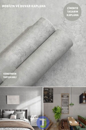 Self-adhesive Cement Look Kitchen Bathroom Wall Cabinet Table Covering 60cmX100cm - Technojet